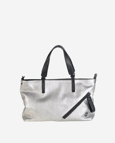 TOTE PU, CON CREMALLERA, COLOR PLATA