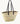 PALM BASKET LEATHER HANDLES, BLACK FABRIC GUSSET ZIPPER