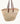 PALM BASKET LEATHER HANDLES, BEIGE FABRIC GUSSET ZIP
