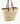 PALM BASKET LEATHER HANDLES, BROWN FABRIC GUSSET ZIPPER