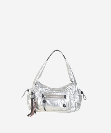 URBAN VELA BOLSO DE HOMBRO NYLON METALIZADO PLATA